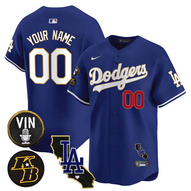 Men's Los Angeles Dodgers ACTIVE PLAYER Custom Royal 2025 Vin Patch & Kobe Bryant V2 Vapor Limited Stitched Baseball Jersey Men's Los Angeles Dodgers ACTIVE PLAYER Custom Royal 2025 Vin Patch & Kobe Bryant V2 Vapor Limited Stitched Baseball Jersey
